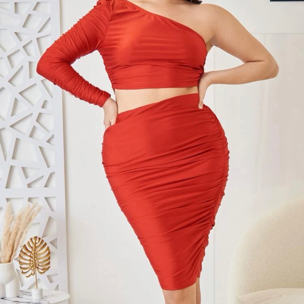 Two Piece One Shoulder Dress